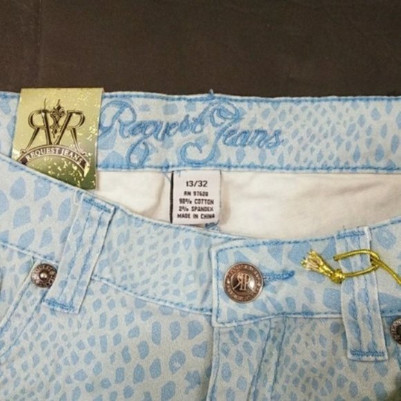 Blue Snakeskin Print Jeans by Request 13/14 NWT - Picture 3 of 9
